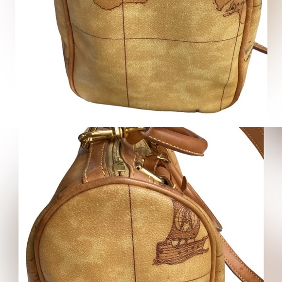 Alverio Martini Vintage Map Print Leather Handbag - Picture 5 of 8